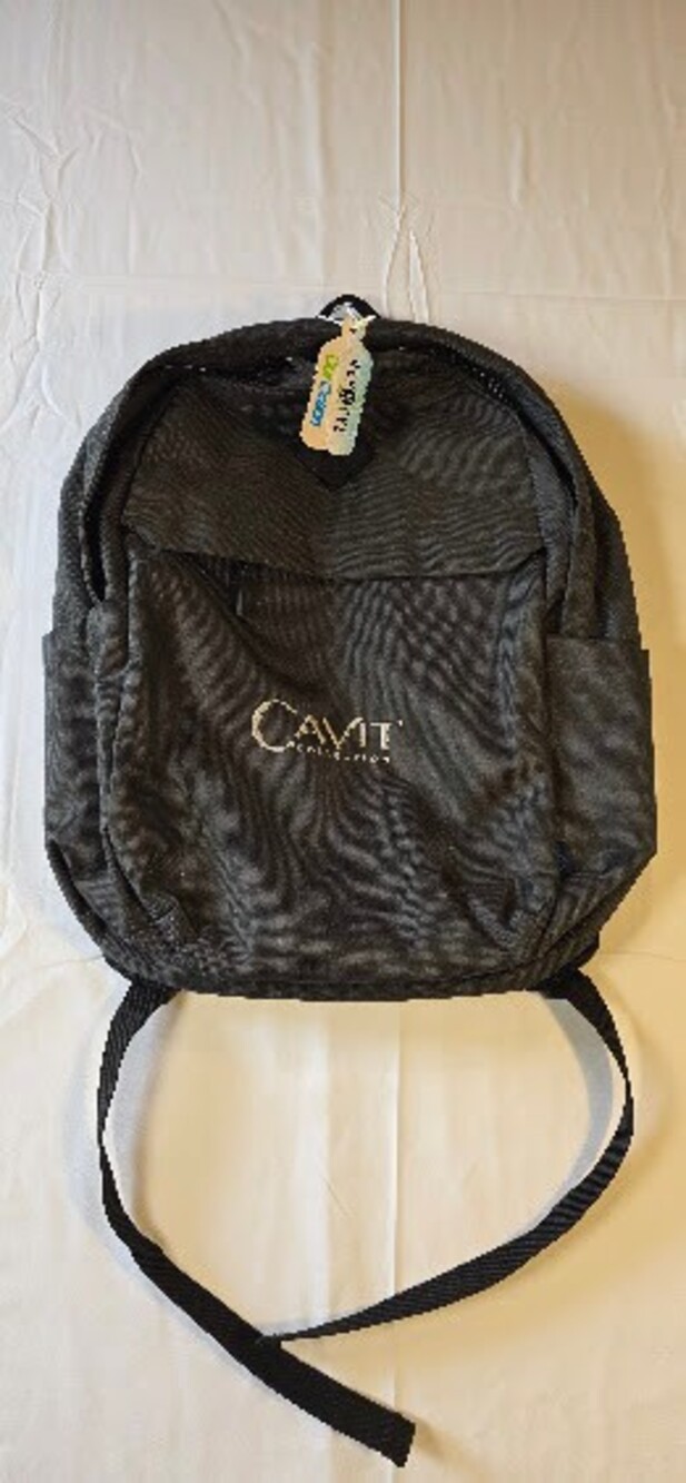 Cavit Backpack Black Fabric with Embroidered Logo Travel Daypack
